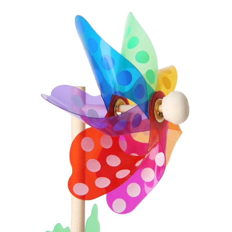 HBB Mainan Kincir Angin Anak-anak Dekorasi Taman 7 Daun Warna-warni Luar Ruangan Spinner