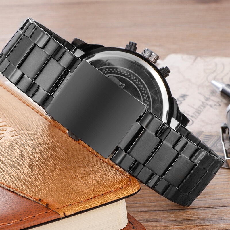 Крутые черные мужские часы из нержавеющей стали Топ люксовый бренд Cagarny 6820 Мужские кварцевые часы с двойным дисплеем Mlitary Relogio Masculino