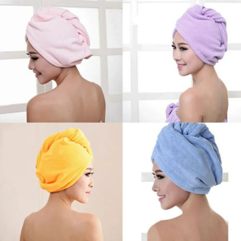 Serviette de douche en microcarence pour cheveux secs, chapeau rond, turban, bonnet pour chignon