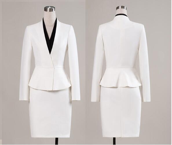 Falda de traje personalizada para mujer, conjunto Formal de oficina para mujer, Blazer con cuello en V, novedad de 2019