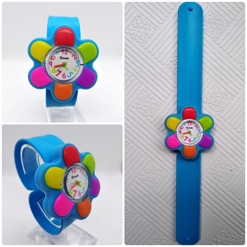 Часы Детские кварцевые с цветочным рисунком, силиконовые