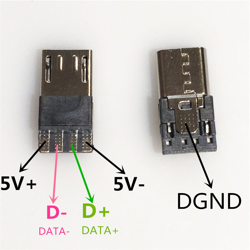 10 set USB mikro 4Pin 5Pin steker konektor laki-laki hitam putih Data las kabel OTG antarmuka DIY aksesori kabel Data