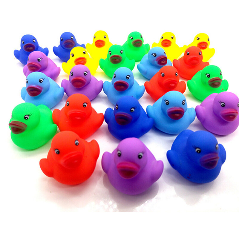 12 sztuk/zestaw urocza gumka piskliwy kaczka Kawaii kolorowe zabawki do kąpieli dla dzieci Ducky wody grać zabawki 3.5*3.5*3cm