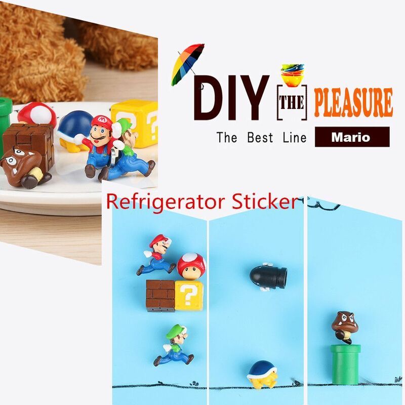 10 個 3Dスーパーマリオブラザーズ冷蔵庫マグネット冷蔵庫マグネットメッセージステッカー大人の男女の子子供のおもちゃの誕生日ギフト