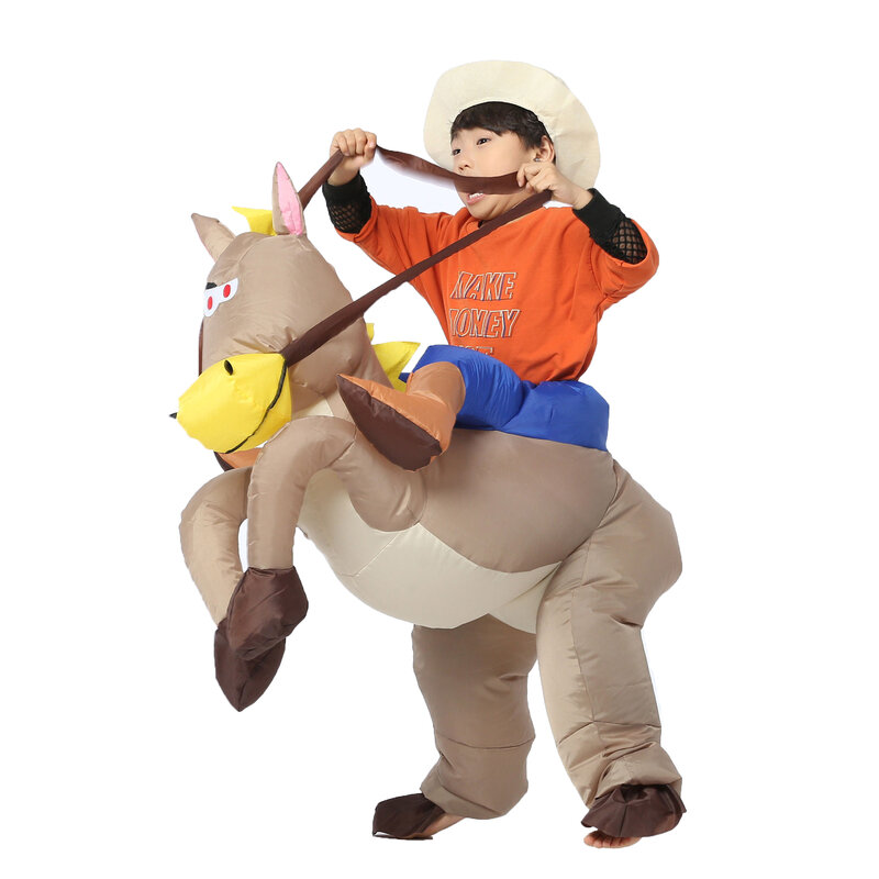 Aufblasbare Pferd Erwachsenen Kind Kostüm Halloween Kostüme für Männer Fahrt auf Pferd Cowboy Cosplay Aufblasbare Kostüm Party Phantasie Kleid