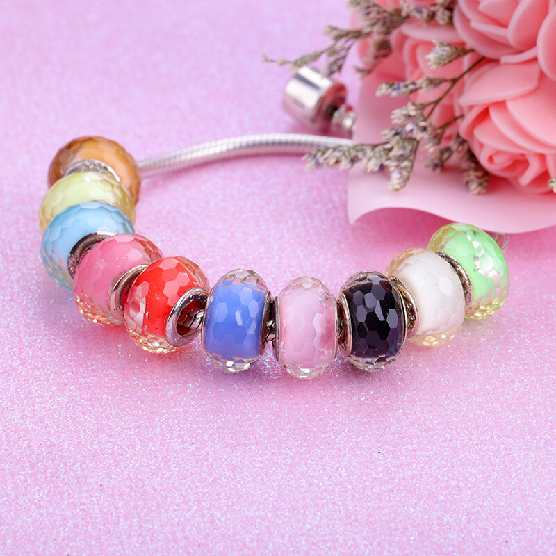 New European Colorful Lampwork Glass Beads Murano Plastic Aolly Charm For Girl braccialetti fai da te braccialetti gioielli da donna Dropship