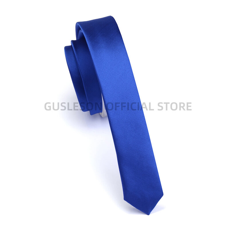GUSLESON-ربطة عنق ضيقة مصنوعة يدويًا للرجال ، أربطة عنق صلبة مقاس 3 سنتيمتر ، ساتان ، أحمر ، أصفر ، أسود ، عصري ، لحفلات الزفاف