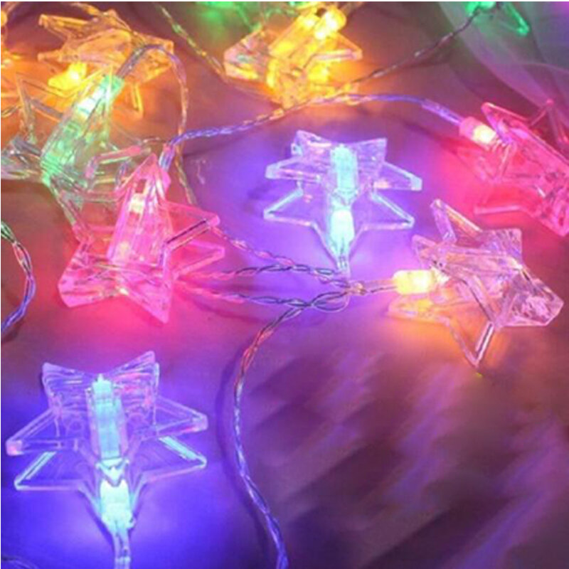 Kreative fünfzackigen Stern Foto Clip Stern LED Licht String Lichter Weihnachten Dekoration Nacht Licht String Lichter In Die dark