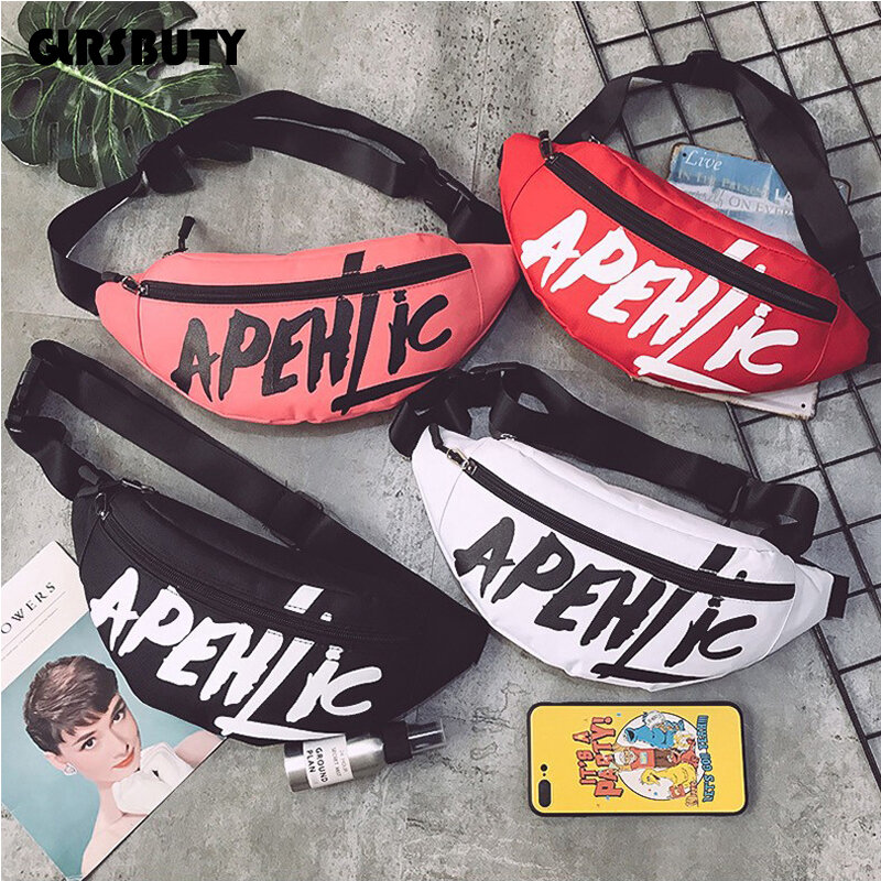 GLRSBUTY Women Waist Bag 2019 Letter Fanny Packs Hip-Hop Belt Bag Harajuku Shoulder Female Sling Chest Pocket Fashion Pocket