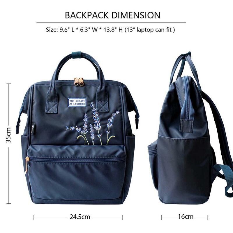 Mochila de nylon para mulheres, mochila para laptop resistente à água, mochila de viagem universitária para menina, mochila escolar