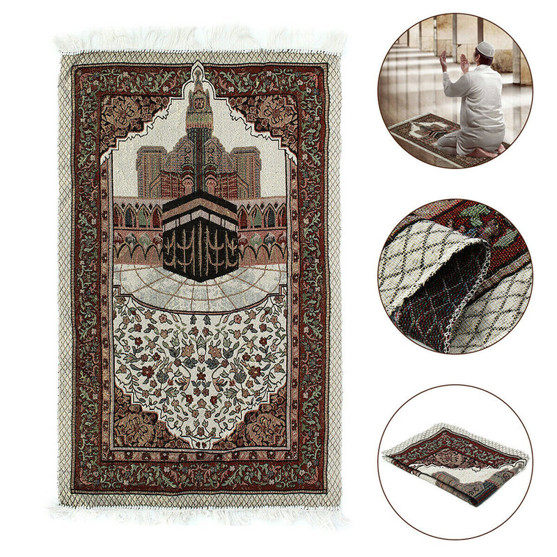 110x65cm Prayer Rug Soft Blanket Lightweight Home Embroidery Gift Islamic Muslim Tassel Tapestry Decoration Carpet Bedroom