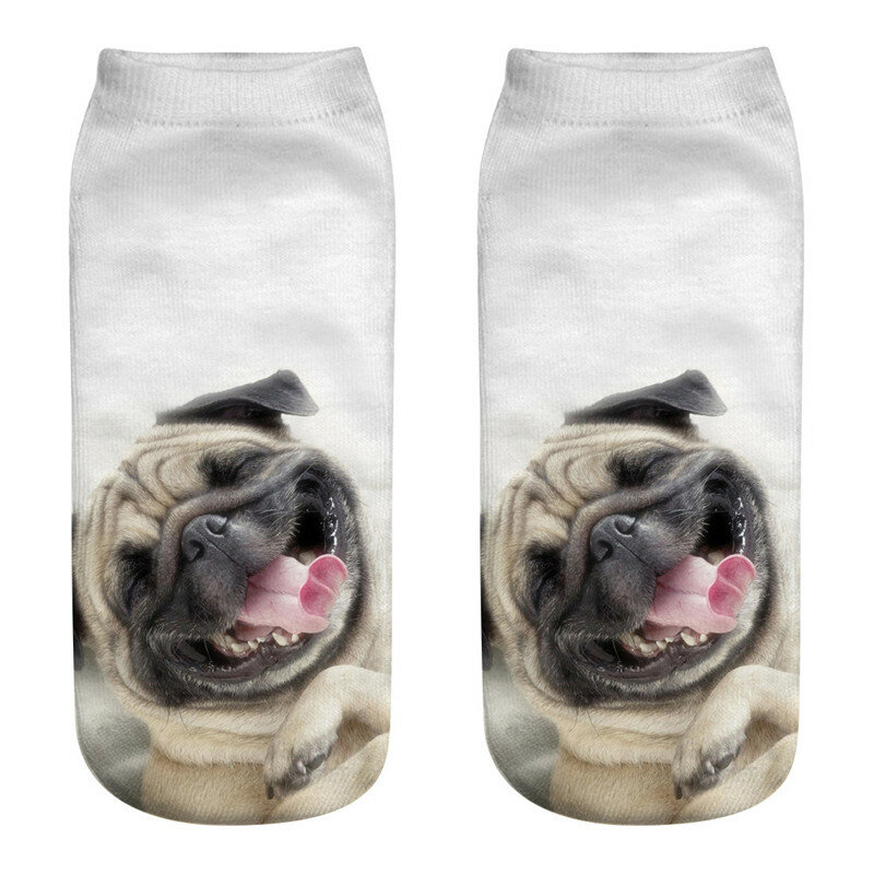 Calcetines tobilleros con estampado 3D Harajuku para mujer, calcetín Kawaii de corte bajo, medias cortas con diseño de perro, medias divertidas de arte, novedad de 2021