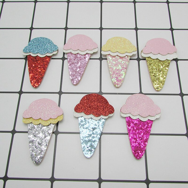 100pcs/lot glitter ice cream padded applique Crafts for headwear ornament dress decoration DIY accessories