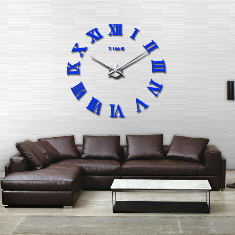 Hot Real Aankomst Digitale Spiegel Grote Wandklok Moderne Woonkamer Quartz Metalen Horloge Gratis Verzending Home Decoratie