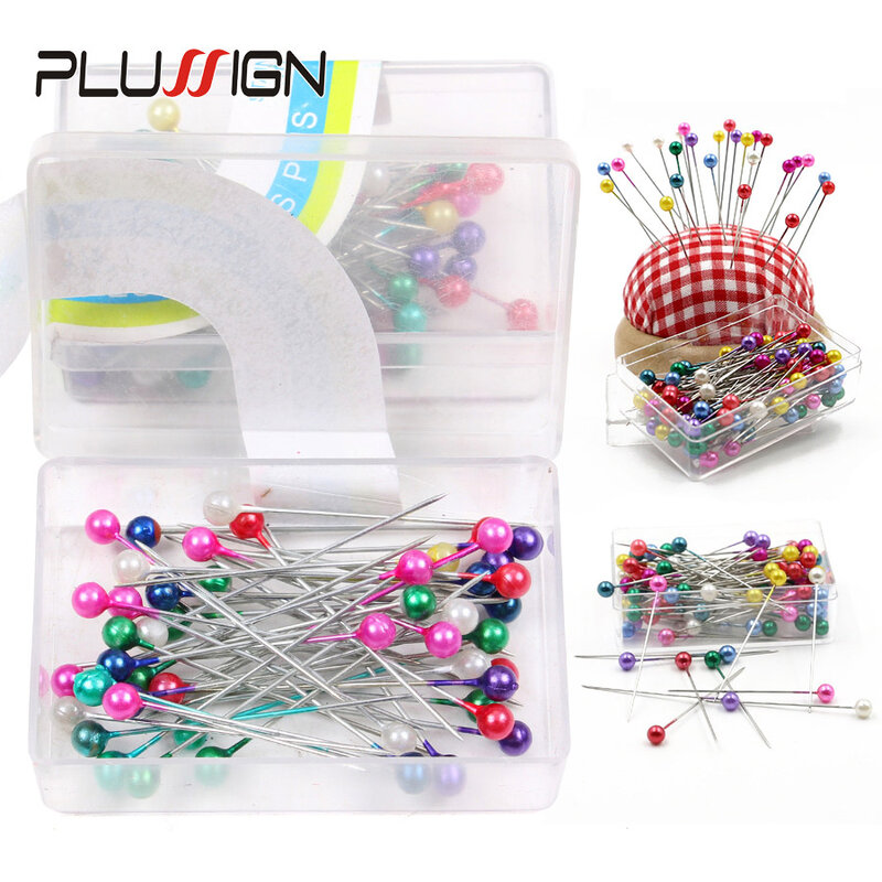 Colored Straight Pins With Pearl Heads Diy Embroidering Decorative Sewing Dressmakers Pins For Jewelry Making 50 Pcs/Box