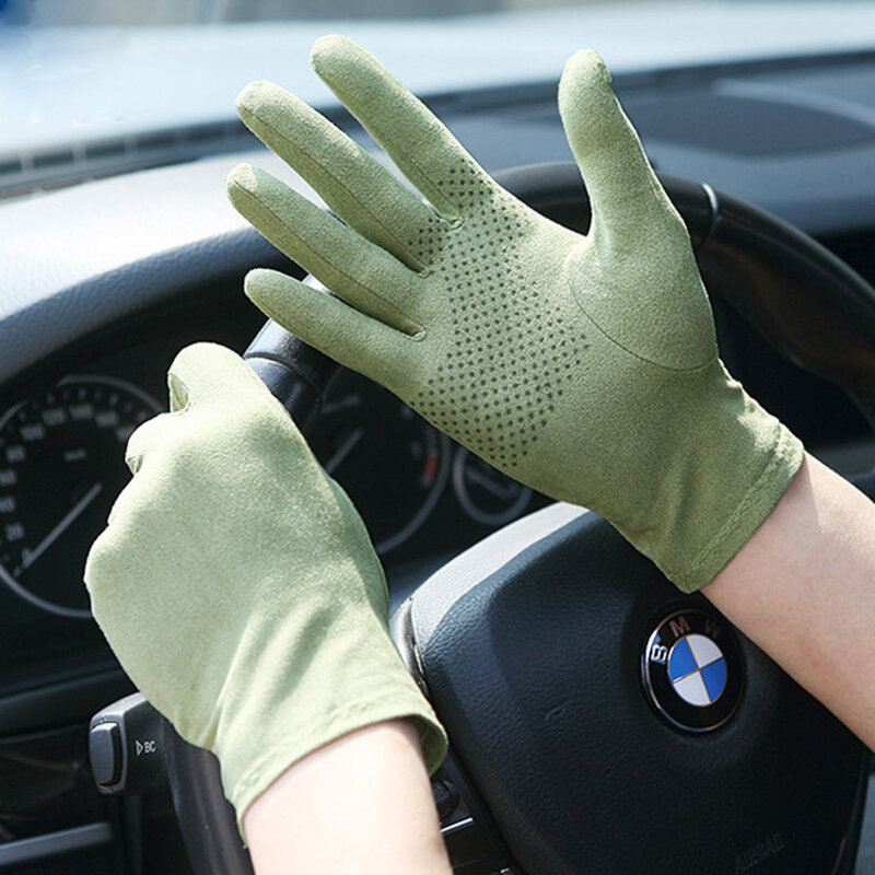 Nowe zamszowe rękawice chroniące przed słońcem mężczyźni i kobiety lato cienki przekrój antypoślizgowe jazdy, pochłaniająca pot, rękawice ekran dotykowy SZ008W-5