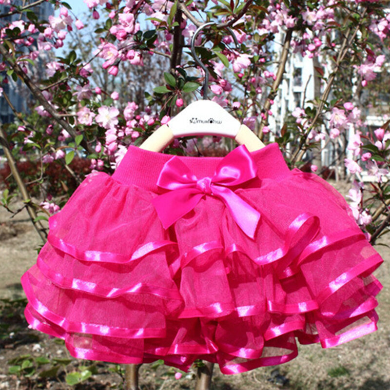 Princess Girls Tutu Skirts Baby Ballerina Skirt Baby Girl Birthday Party Elastic Waist Pettiskirt Dancewear Candy Color Skirt   