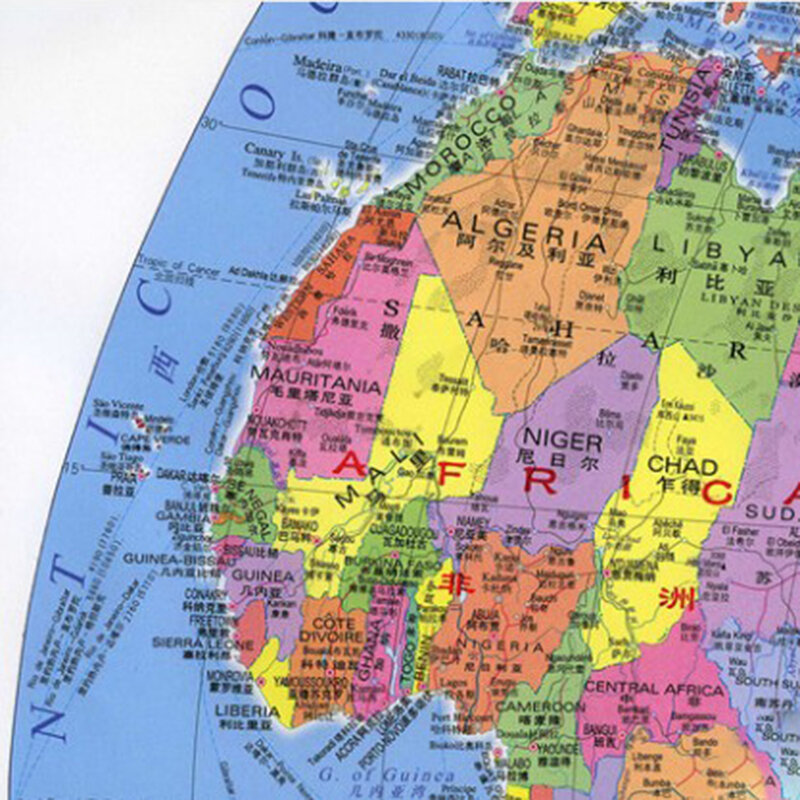 Mapa do mundo às 1:33 000 (versão chinesa e inglesa) tamanho grande com 1068x745mm, mapa dobrável duplo do mundo