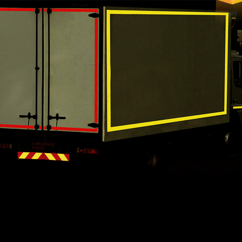 Roadstar 5cm/5m czerwono-żółte paski odblaskowe naklejki samochodowe stylizacja dekoracja z motocyklem samochodów ostrzeżenie o bezpieczeństwie taśma z napisem
