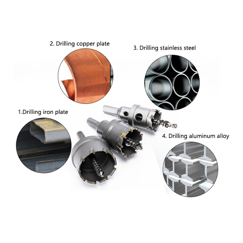 Carbide Tip Tct Gatenzaag 16-100Mm Voor Rvs Plaat Ijzer Boren Legering Metaalbewerking Cutter Kit boren Set