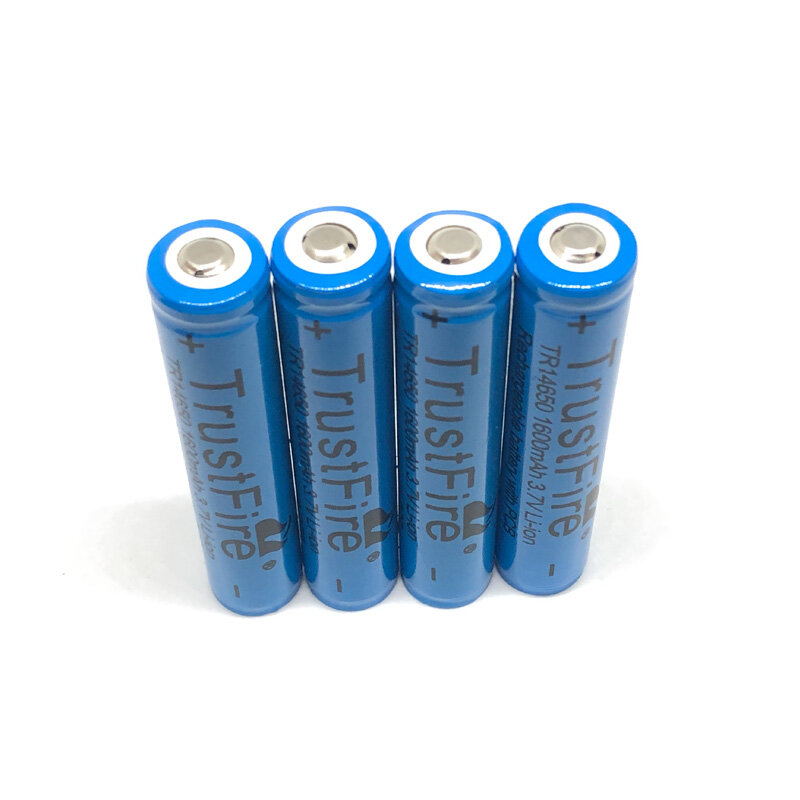 TrustFire-Bateria de lítio recarregável com fonte protegida PCB para lanternas LED, TR14650, 14650, 3.7V, 1600mAh