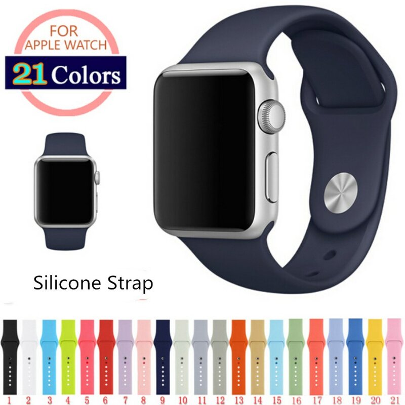 Classic Sport Silicone Band for Apple Watch Series 4 3 2 1 Soft Replacement Watchband for iWatch 38 42MM Strap 40 44MM Bracelet