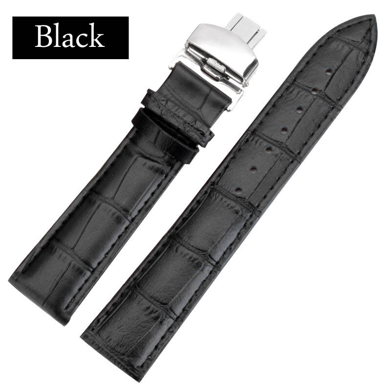 الأعمال عادية الأسود براون حقيقية جلد العجل حزام (band) ساعة حزام فراشة مشبك التمساح نمط سوار 18 20 22 24 مللي متر
