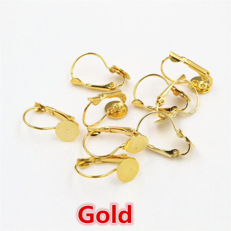 8mm 50pcs/Lot 5 Colors Plated French Lever Back Earrings Blank/Base,Fit 8mm Glass Cabochons,Buttons;Earring Bezels