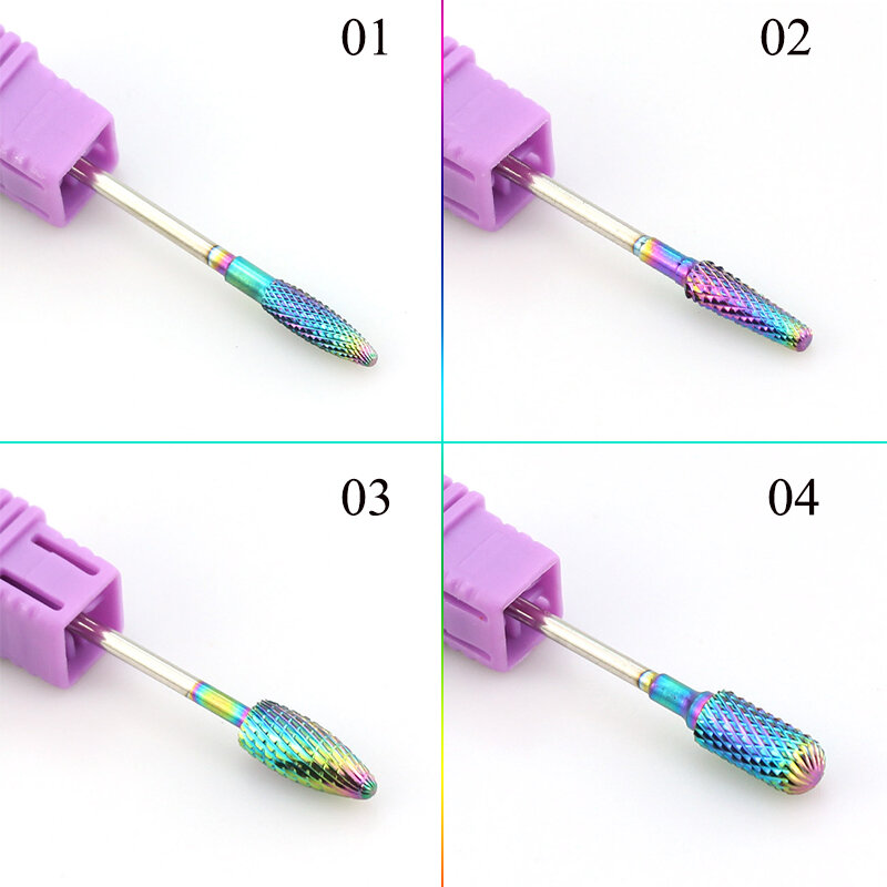 1pc Rainbow Carbide Nail Drill For Machine Rotary Cuticle Clean Router Bits Milling Cutter Pedicure Nail Art Tools Accessoires
