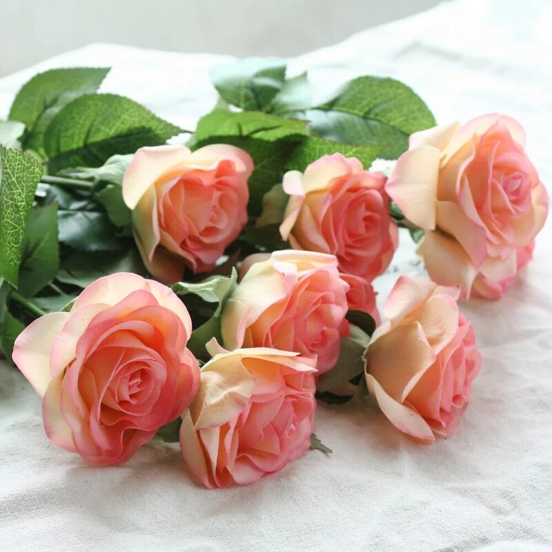 8 шт./11 шт., настоящие прикосновения, шелковые искусственные цветы розы, Свадебный букет невесты, искусственные цветы, цветочные, для свадебной вечеринки, декоративные цветы