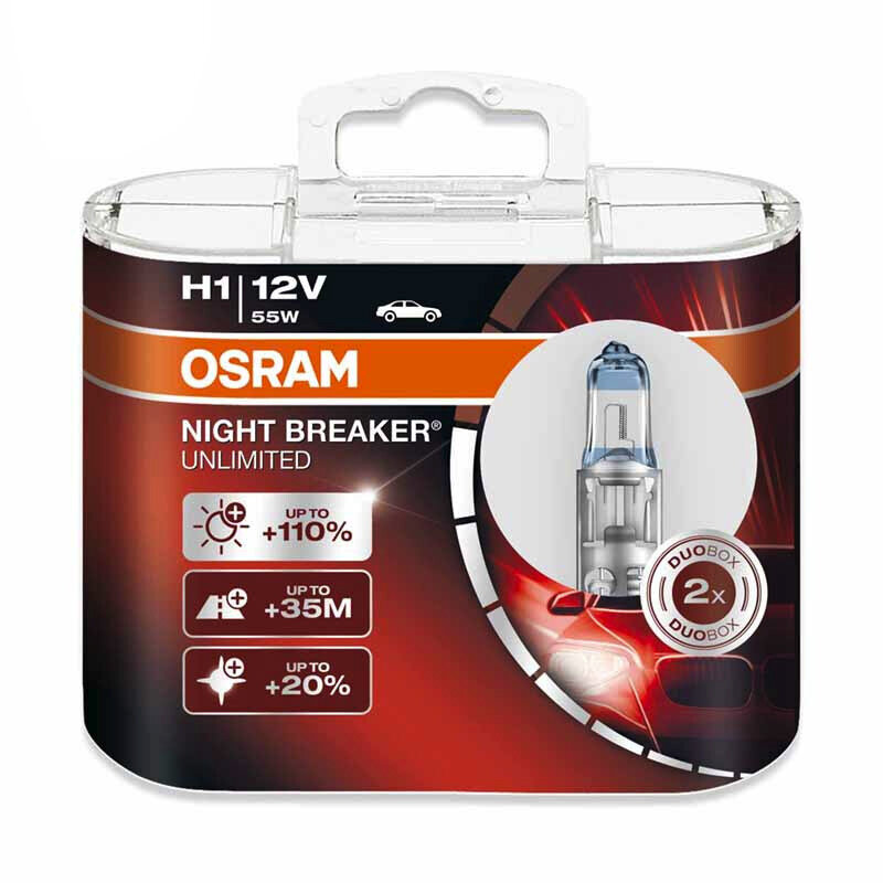 Zrealizuj zakupy OSRAM noc Breaker H1 H3 H4 H7 H11 HB3 HB4 żarówka reflektora samochodu martwa wiązka światła drogowe lampa halogenowa 110% jasności 3900K