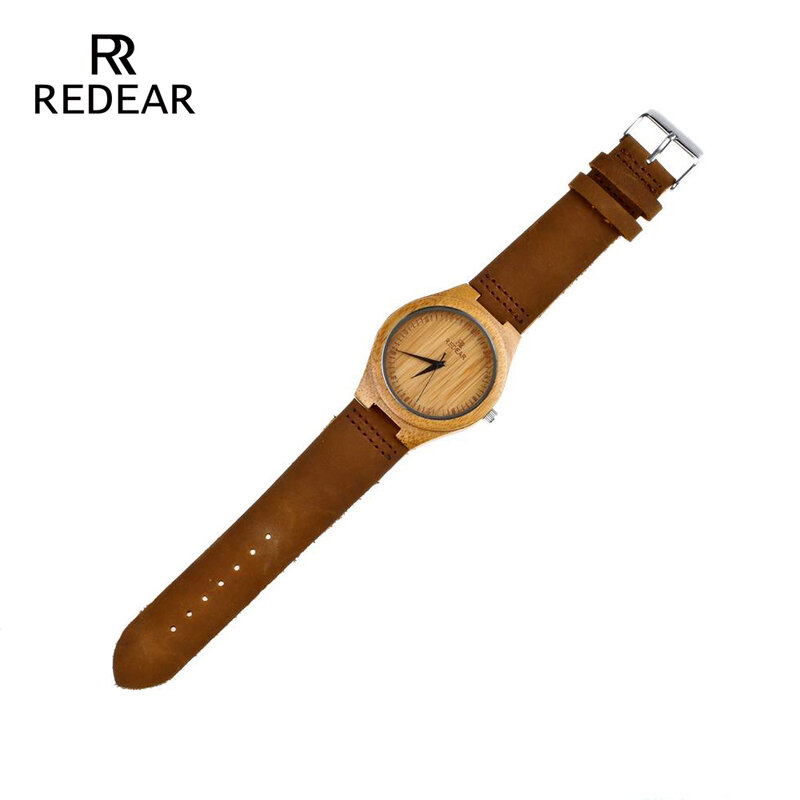 REDEAR-Reloj de pulsera de cuarzo hecho a mano para hombre, pulsera de cuero Real, regalo de boda, envío directo, 2019