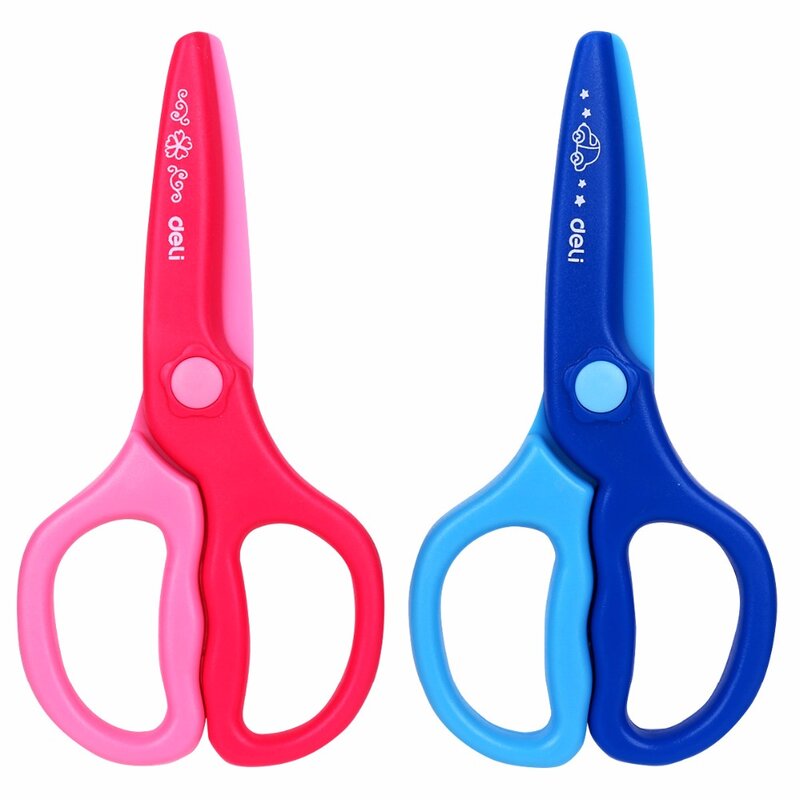 Цветные пластиковые безопасные мини-ножницы Deli с круглой головкой 12 см, инструмент для резки бумаги для учеников, Детские и школьные принадлежности, детские игрушки