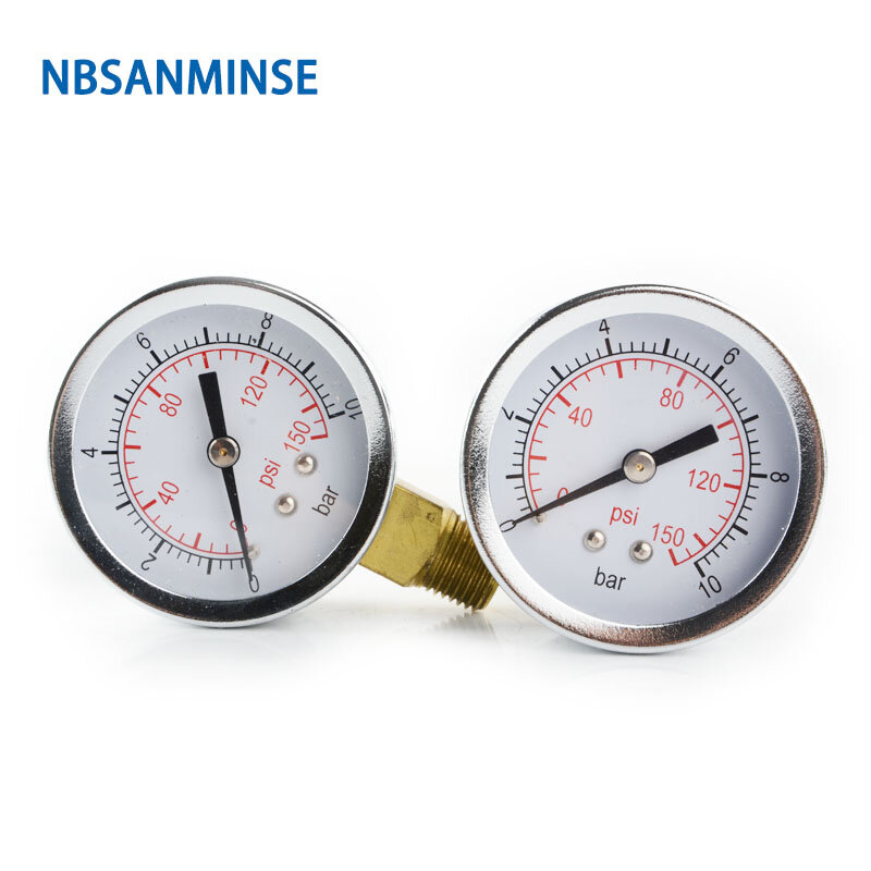 Nbsanminse smcb medidor de pressão para uso geral, 1/4 "g/npt 2 polegadas 50mm medidor de pressão de metal 10bar 150 psi medidor de ar pneumático