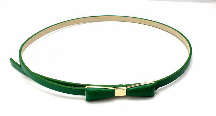 Cinturón de piel sintética con lazo, color verde caramelo, estilo coreano, 2 uds., n. ° 23620