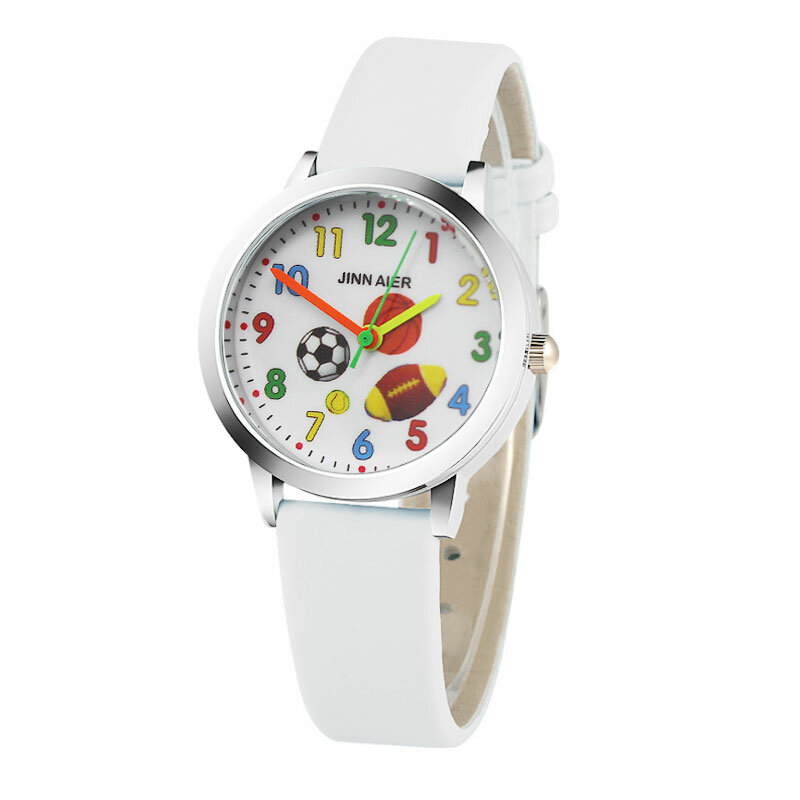 Reloj deportivo con dibujos animados para niños y niñas, cronógrafo de pulsera de cuero, con diseño de baloncesto y fútbol
