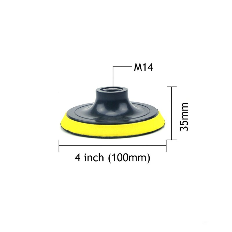 Tampon de ponçage à filetage M14 de 4 pouces (100mm) + tige de 8mm pour disque de ponçage à crochet et boucle de 4 pouces, outils de polissage électrique, accessoires