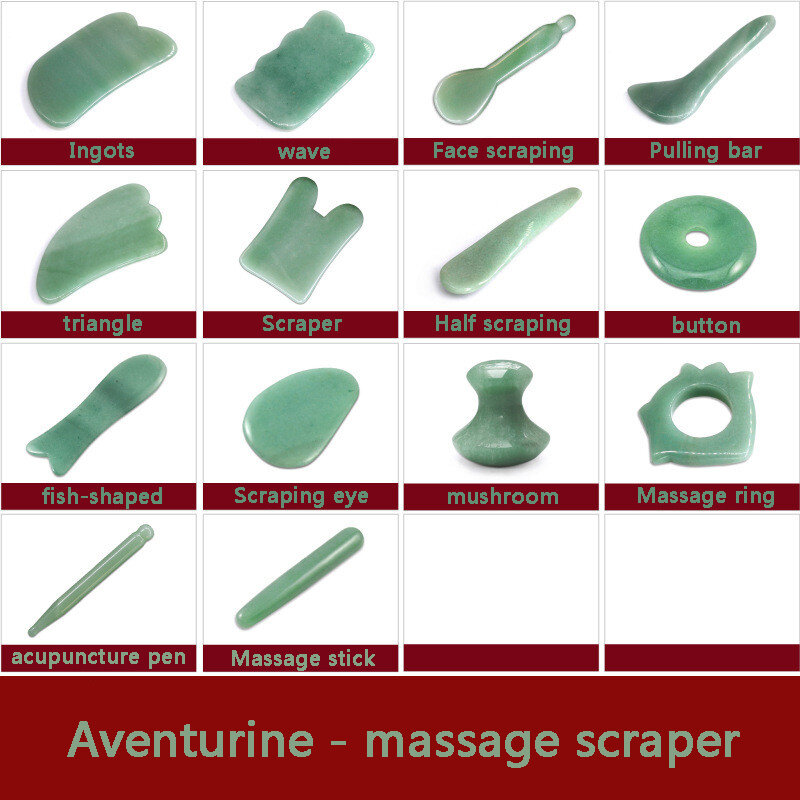 Natural Aventurine Jade Stone Guasha Massage Tool Acupuncture SPA Therapy Gua Sha Massager Scraping Board Antistress Body
