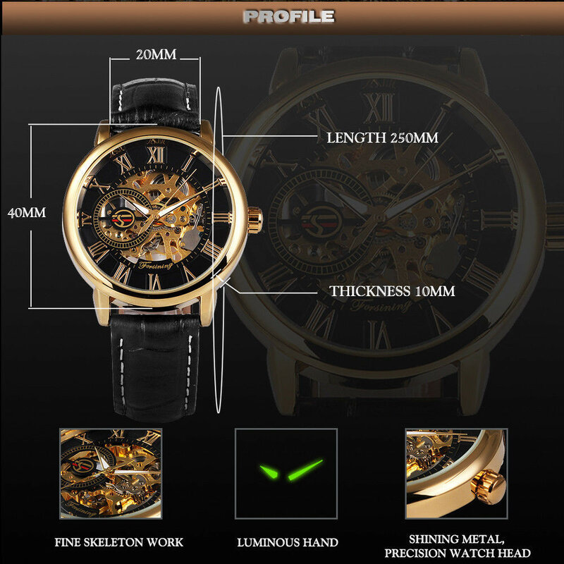 Mens Watches Top Brand Luxury Mechanical Watch Splendid 3D Hollow Engraving Case Skeleton Dial Sport Watches Relogio Masculino