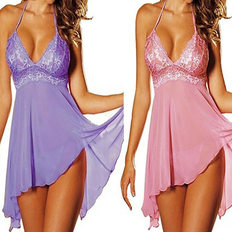 2 Pcs set Super Sexy Women's Lingerie Lace Dress Underwear Temptation Plus Size  X5.14