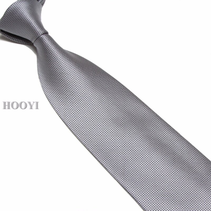 HOOYI-cravate à carreaux pour hommes | Cravate à cou, solide, haute qualité, 15 couleurs, 2019