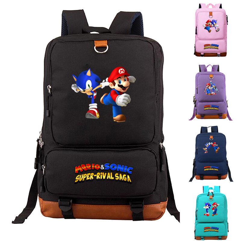 Teenager Cartoon Sonic Super Mario Bros Casual Backpack Boys Girls Children Schoolbags Kids Toddler Backpack Infantil Mochila