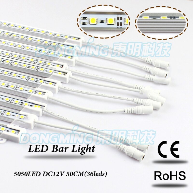 100sets wholesale 5050 LED Bar White/ Warm White LED luces Strip 72led/m Cabinet DC 12V LED Hard light + 12V 5A power supply