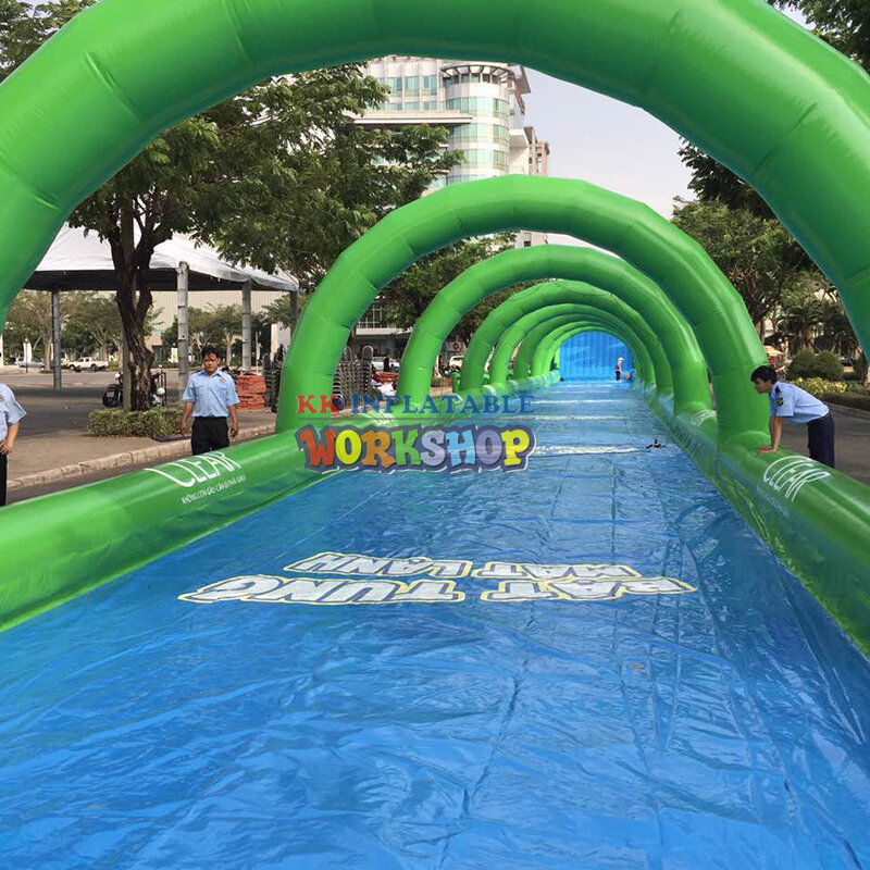 200M ยาว Inflatable Slip N สไลด์สไลด์เมืองสำหรับผู้ใหญ่ขนาดใหญ่พองน้ำเมืองสไลด์
