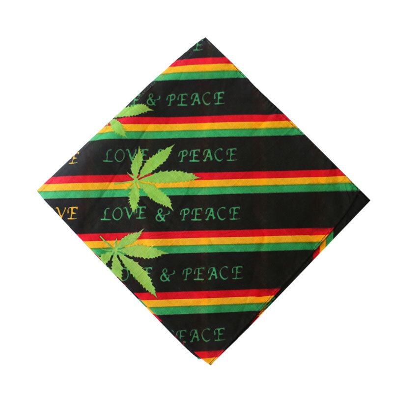 HUOBAO Hip Hop Square Scarf Reggae Jamaica Green Weed Maple Leaf Bandana Headwear Scarf Printed For Women/Men