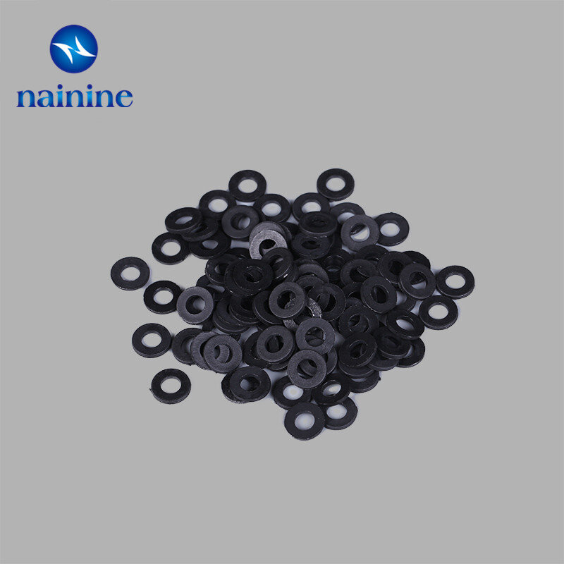 250 piezas/500 piezas DIN125 ISO7089 M2 M2.5 M3 M4 M5 M6 negro Nylon plástico arandela en plana separador arandela Junta anillo NL13