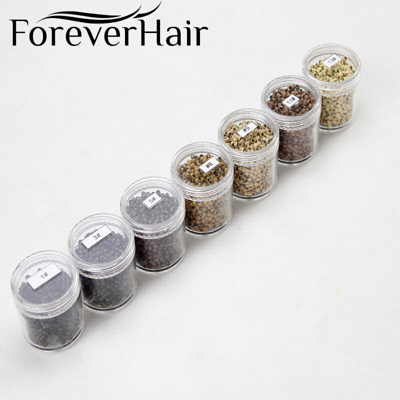Forever Haar 1000 PCs/Bottle Haarverlenging Ring 3mm * 2mm * 2mm Koper Haar Kralen nano Ring Hair Extensions tools Micro Kralen