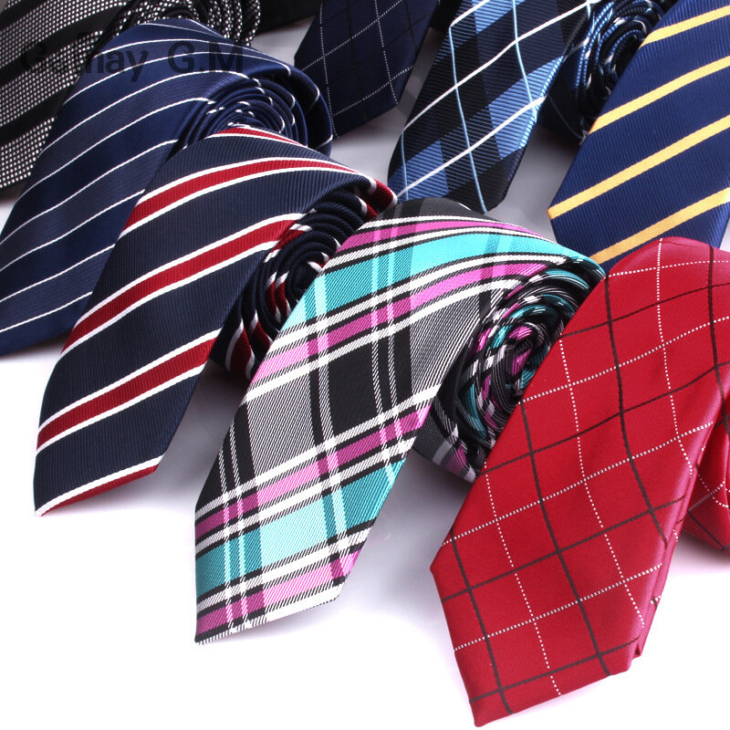 Corbatas a cuadros de 6cm de ancho para hombre, Corbatas de Jacquard tejidas, corbata delgada, corbata de cuello a rayas de boda de negocios, nueva moda