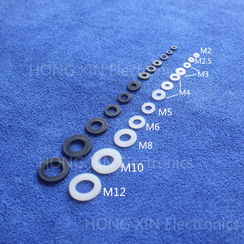 M2 M2.5 M3 M4 M5 M6 M8 M10 M12 Wit Plastic Nylon Ring Plated Platte Spacer Seals Washer Pakking Ring O Ring Pakking Wasmachines 1 stks