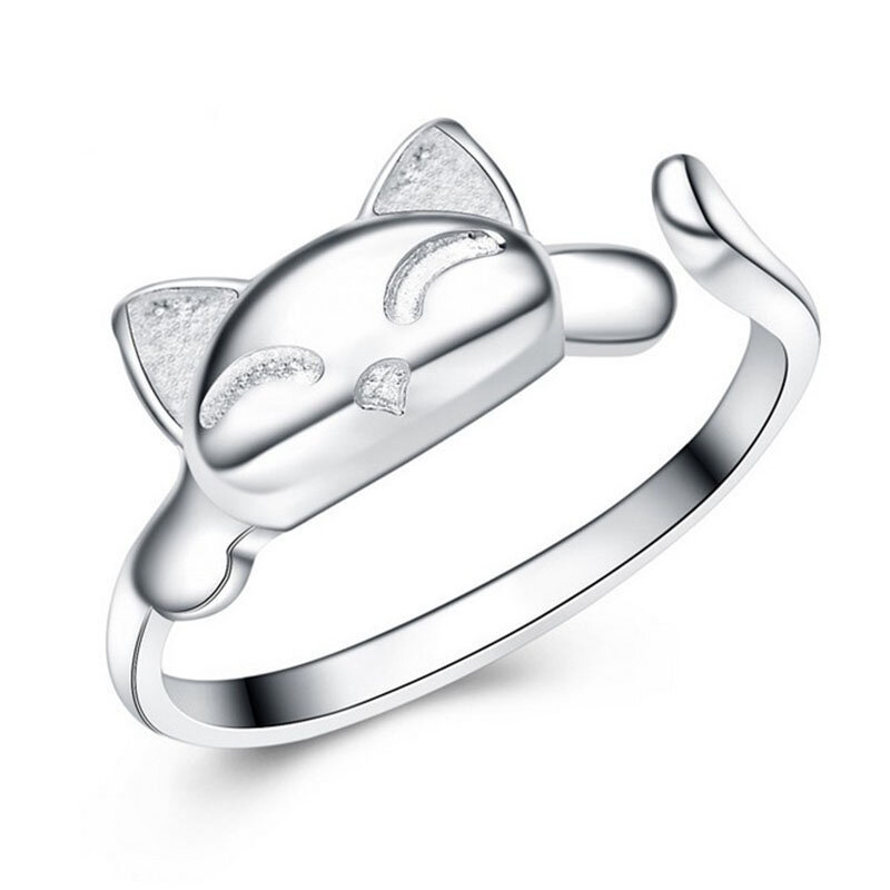 Mode Niedlichen Fuchs Ringe Schöne Tier Lustige Party Finger Ringe für Frauen 925 Sterling Silber Schmuck Schnelles Verschiffen